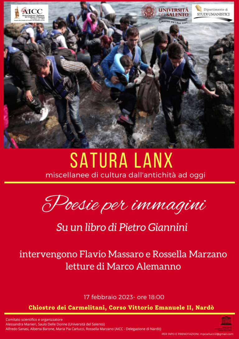 Le poesie di Pietro Giannini nel ciclo di incontri “Satura lanx: miscellanea di cultura dall’antichità a oggi”