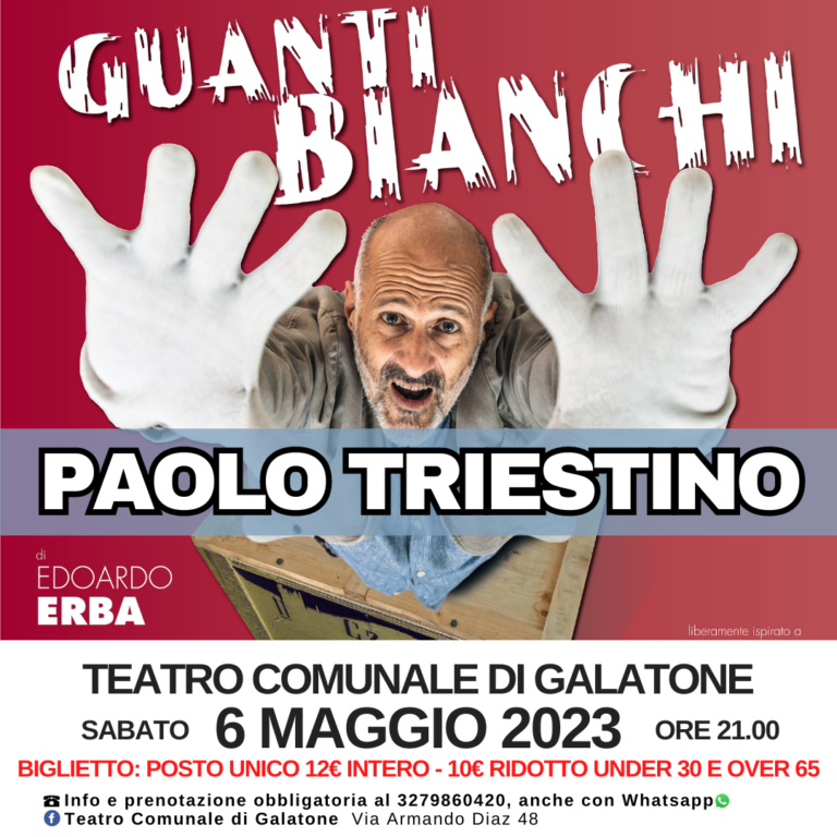 Al Teatro Comunale di Galatone in scena Paolo Triestino con ‘Guanti Bianchi’