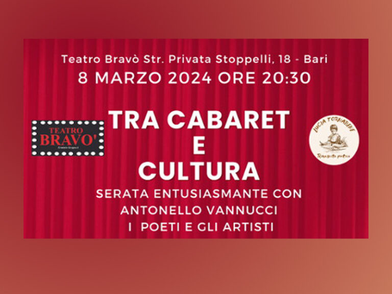 Al teatro Bravò di Bari, tra cabaret e cultura con Antonello Vannucci